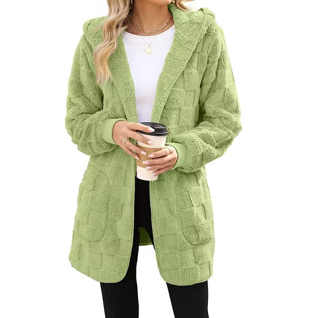 Women's Check Pattern Plush Cardigan