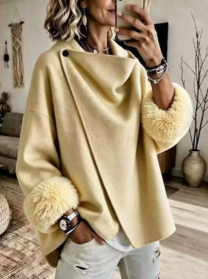 Women's Asymmetric Faux Fur Cuff Jacket