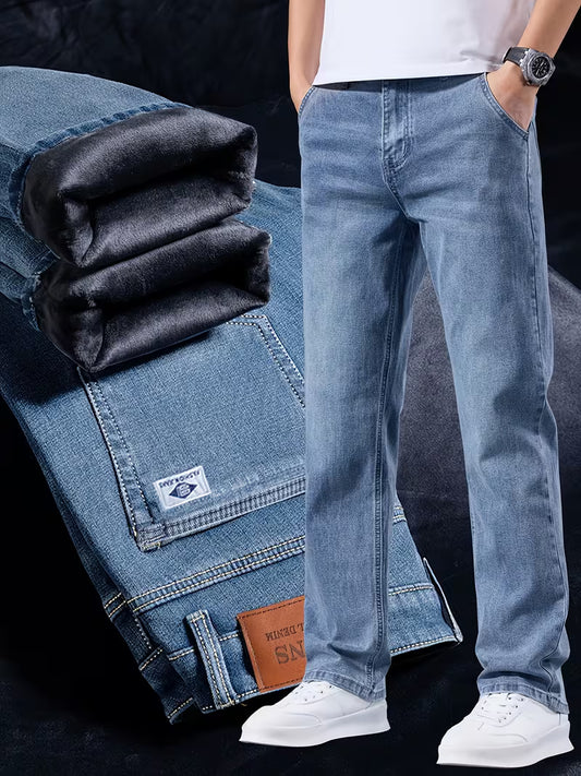 Men's Fleece-Lined Straight-Leg Jeans