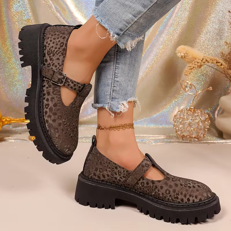 Women's T-Strap Chunky Sole Shoes