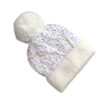 Women's Sequin Pom Pom Beanie
