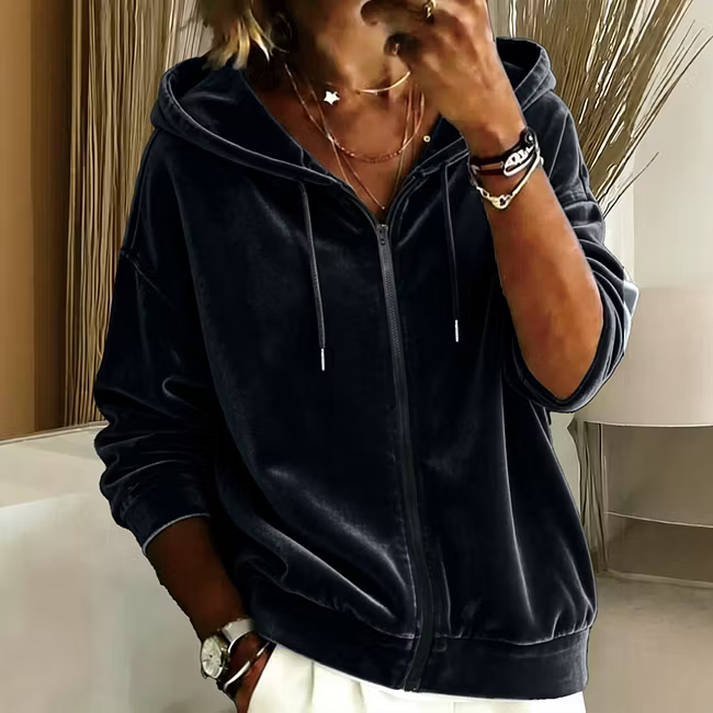Women's Velvet-Look Hooded Jacket