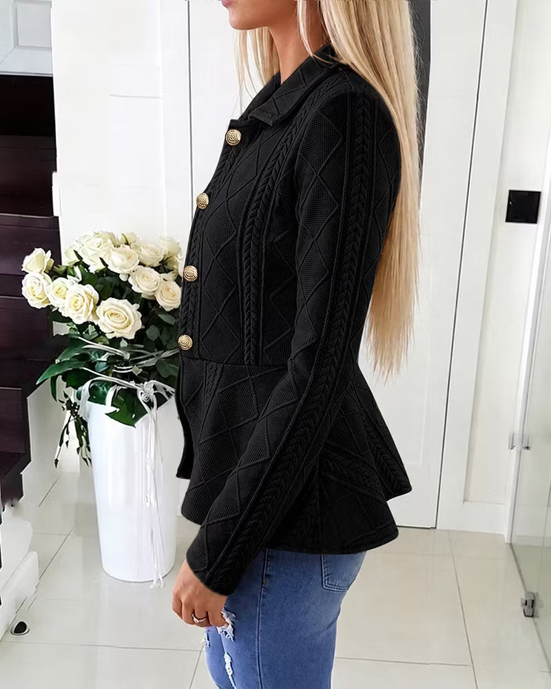 Women's Textured Double-Breasted Knit Jacket