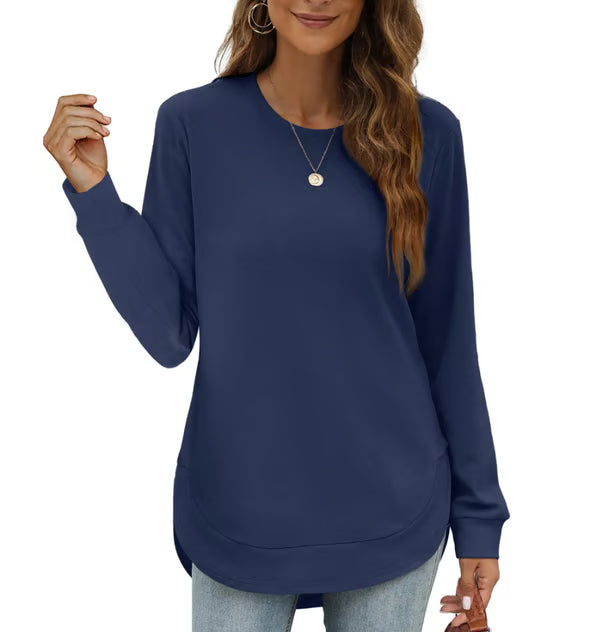 Women's Curved Hem Crew Neck Sweatshirt