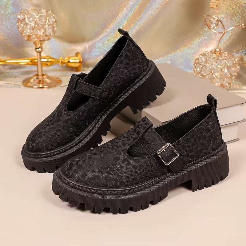 Women's T-Strap Chunky Sole Shoes