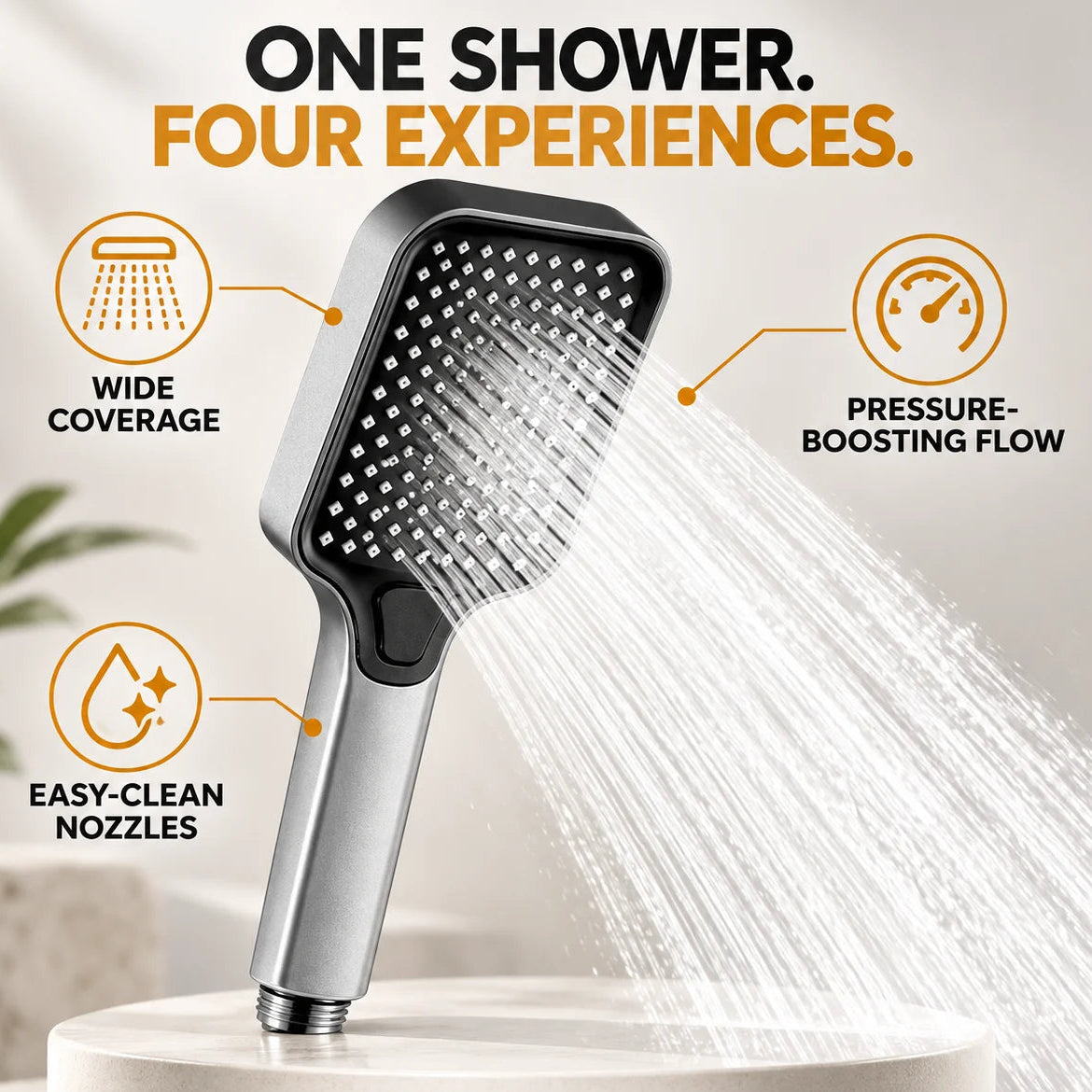 4-Mode Wide Face Shower Head