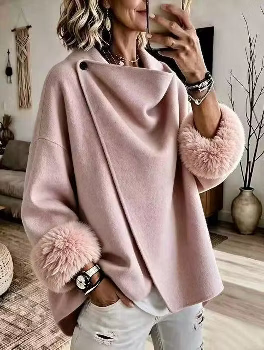 Women's Asymmetric Faux Fur Cuff Jacket