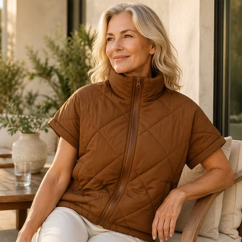 Women's Quilted Short Sleeve Padded Jacket