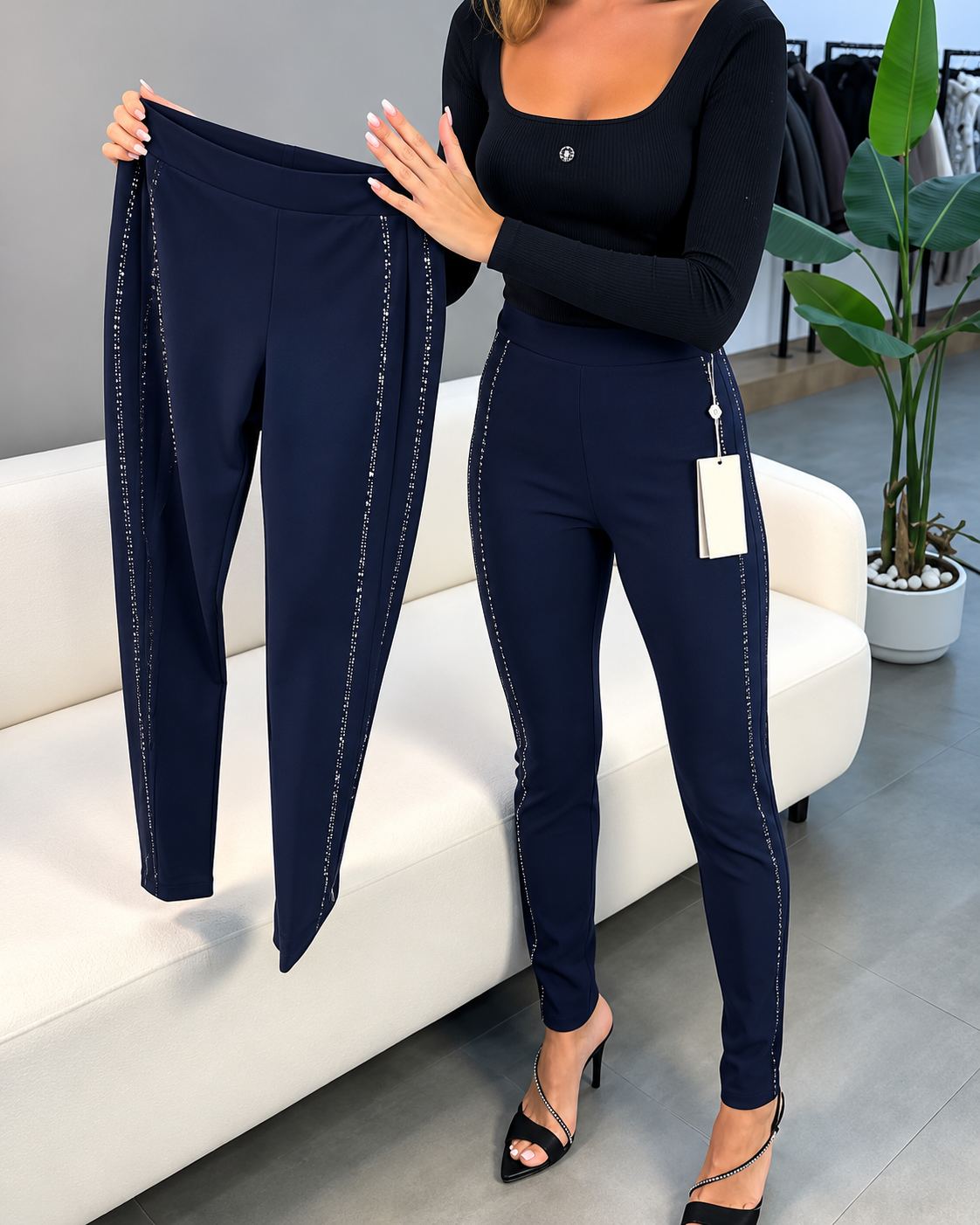 Women's Shimmer Slim-Fit Tapered Trousers