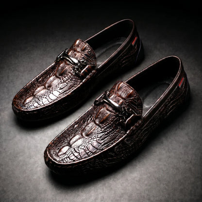 Men's Croc-Embossed Slip-On Loafers