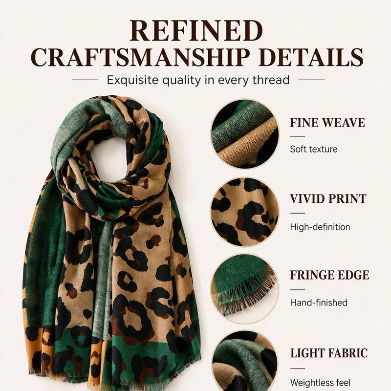 Women's Lightweight Leopard Print Shawl Scarf