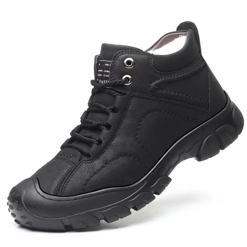 Men’s Brown Leather-Look Casual Ankle Boots