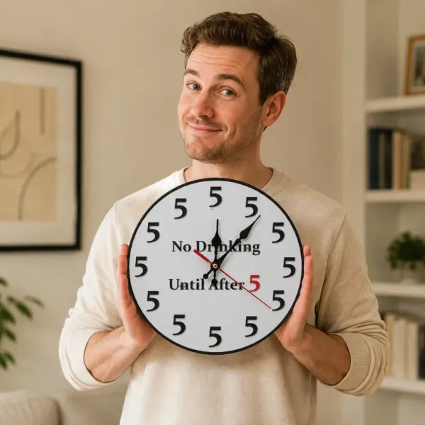 “No Drinking Until After 5” Happy Hour Wall Clock