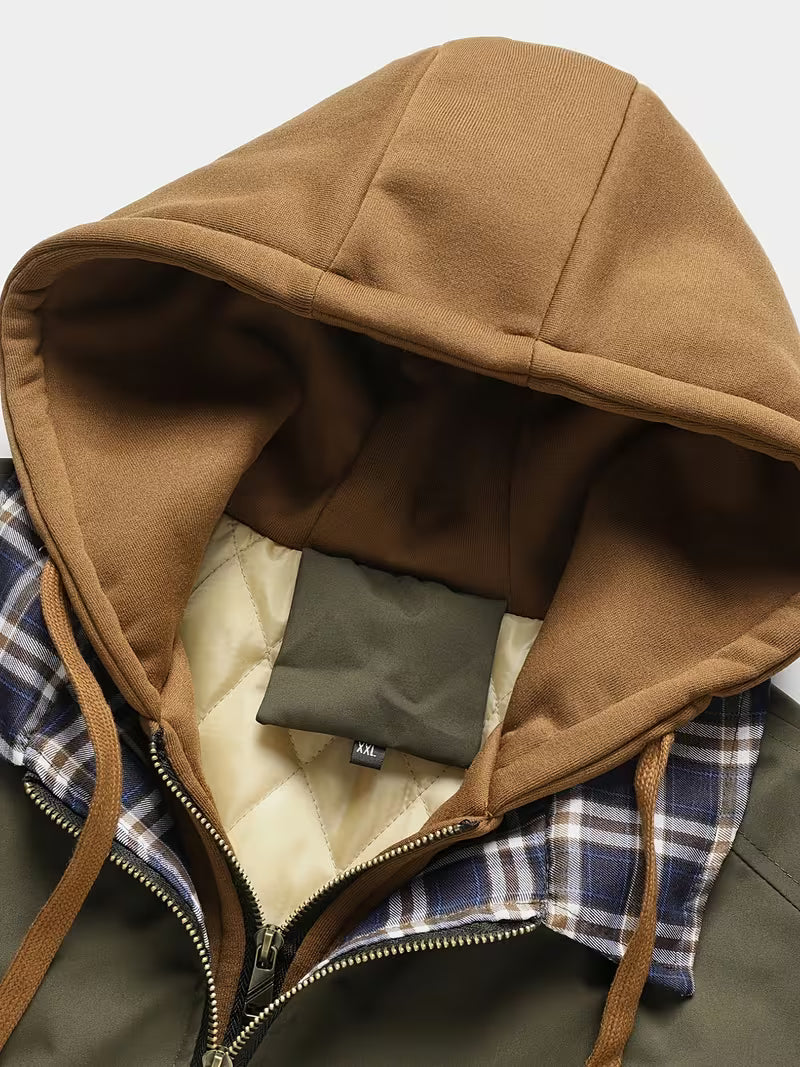 Men's Layered Hooded Zip-Up Jacket