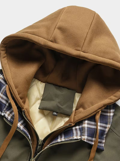Men's Layered Hooded Zip-Up Jacket