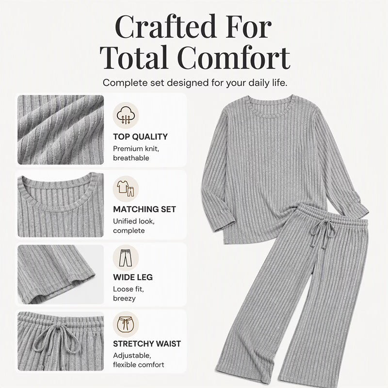 Women's Soft Ribbed Two-Piece Lounge Set