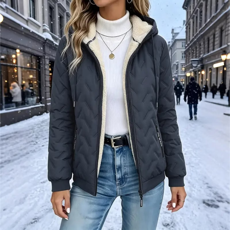 Women's Sherpa-Lined Quilted Hooded Jacket