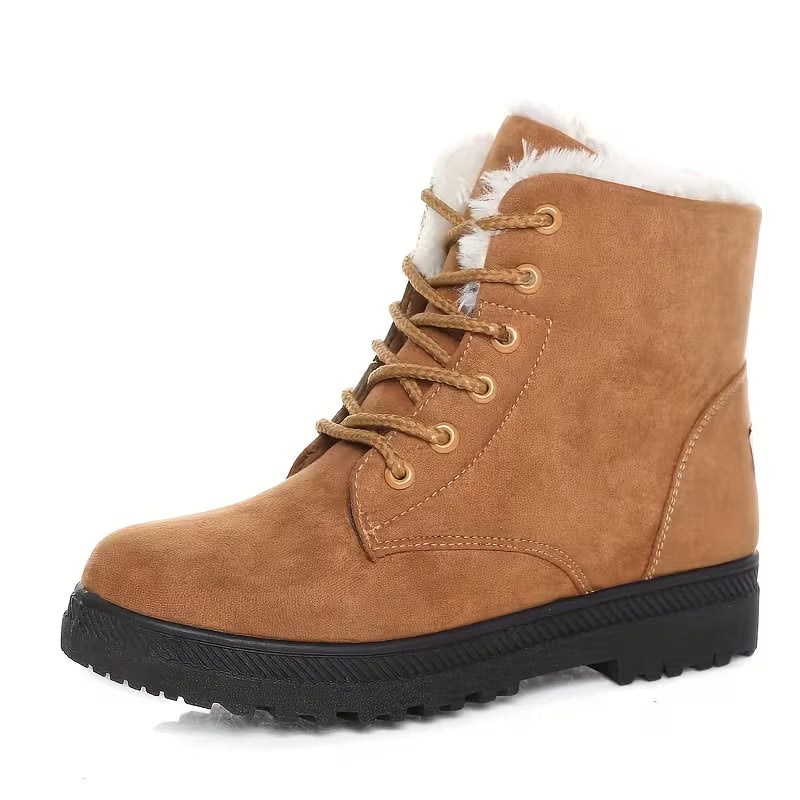 Women's Plush-Lined Lace-Up Ankle Boots