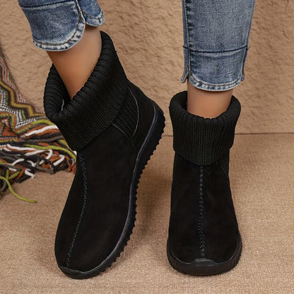 Women's Knitted Cuff Ankle Boots