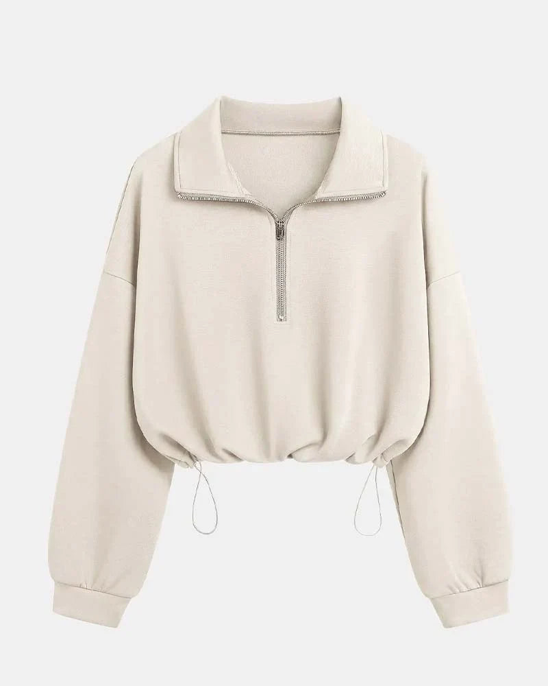 Women's Zip Waist Long Sleeve Sweatshirt
