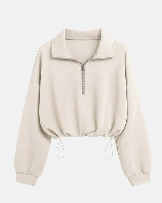Women's Zip Waist Long Sleeve Sweatshirt