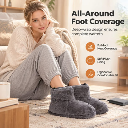 Cosy USB Heated Plush Slipper Boots