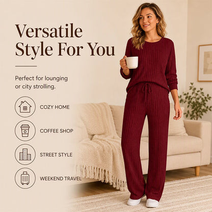 Women's Soft Ribbed Two-Piece Lounge Set