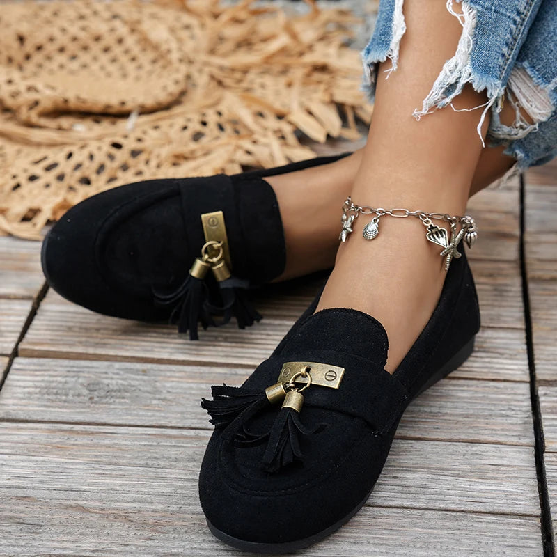 Women's Tassel Buckle Slip-On Loafers