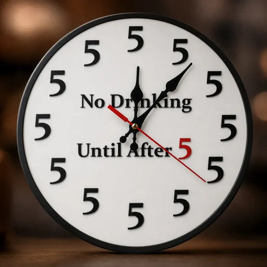 “No Drinking Until After 5” Happy Hour Wall Clock