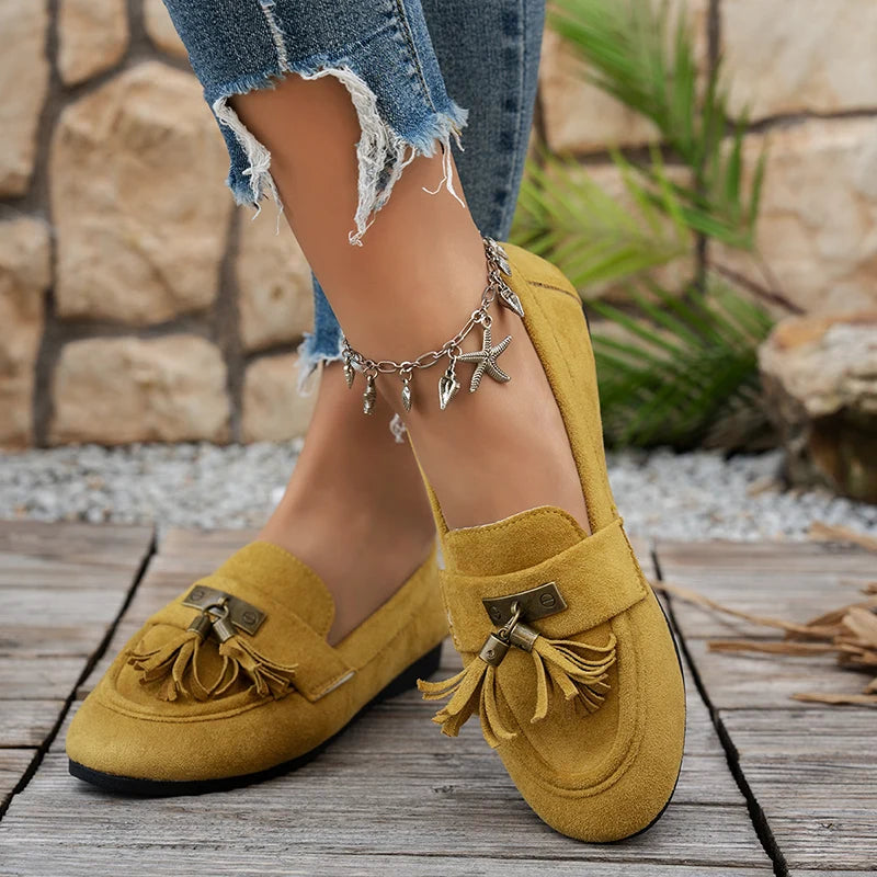 Women's Tassel Buckle Slip-On Loafers