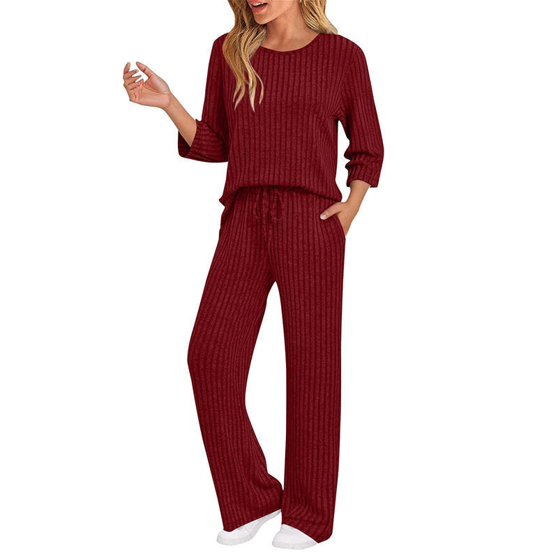 Women's Soft Ribbed Two-Piece Lounge Set