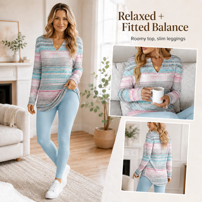 Women's Plaid Leggings & Tunic Top Set