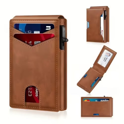 Men's Slim Pop-Up Card Holder Wallet