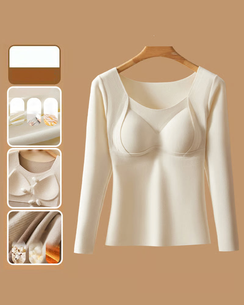 Women's Thermal Long-Sleeve Top with Built-In Bra Pads
