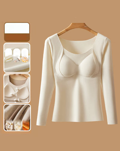 Women's Thermal Long-Sleeve Top with Built-In Bra Pads