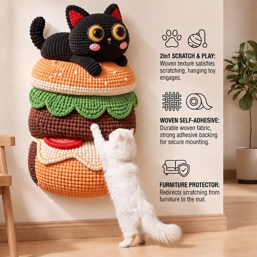 Self-Adhesive Cat Scratching Mat with Toy