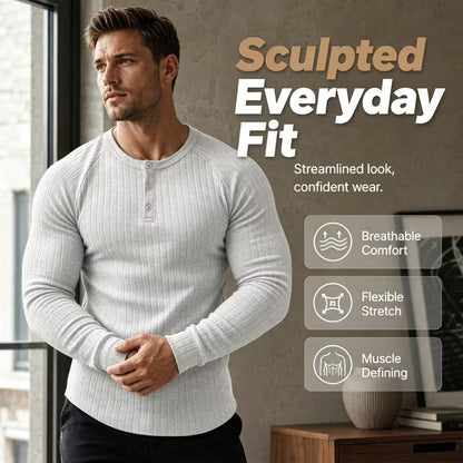 Men's Textured Henley Shirt