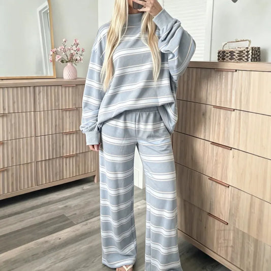 Women's Striped High-Neck Lounge Set