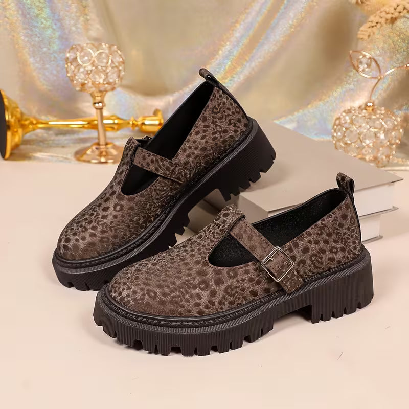 Women's T-Strap Chunky Sole Shoes