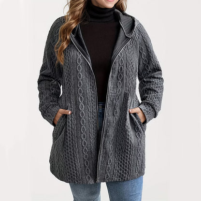 Women's Textured Cable Knit Zip-Up Jacket