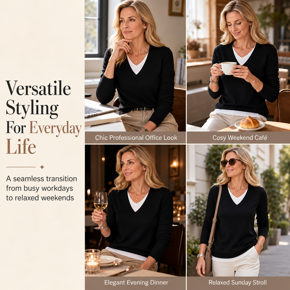 Women's Layered-Look V-Neck Knit Top