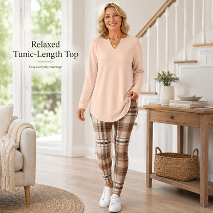 Women's Plaid Leggings & Tunic Top Set
