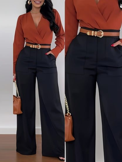 Women's Elegant High-Waisted Wide-Leg Trousers
