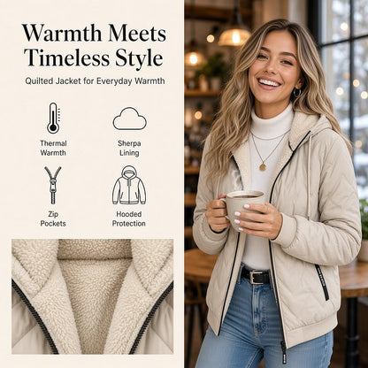 Women's Sherpa-Lined Quilted Hooded Jacket