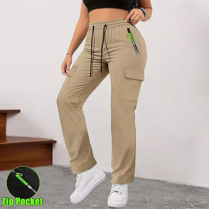 Women’s Straight-Leg Multi-Pocket Cargo Trousers