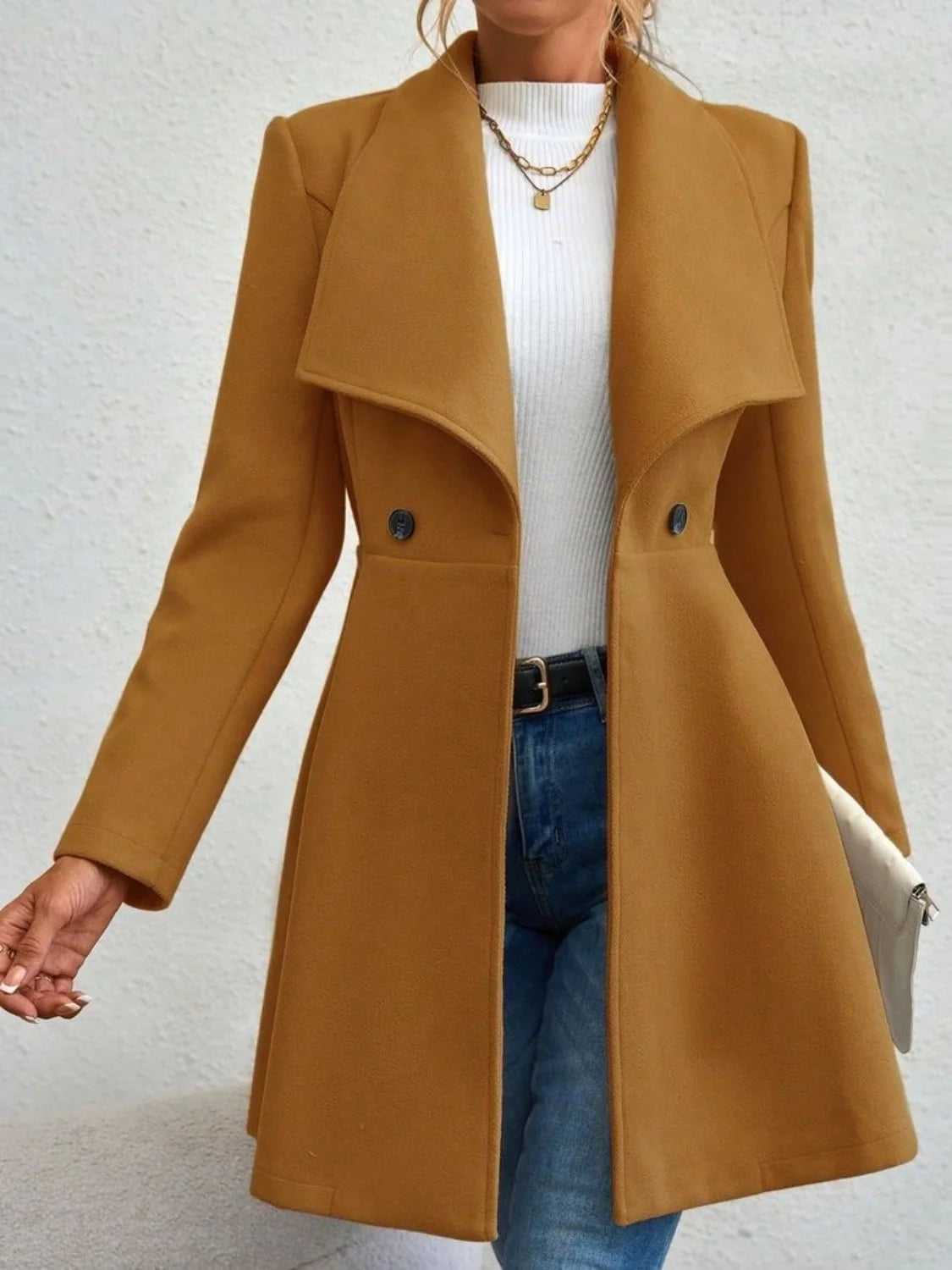 Women's Tailored Double-Breasted Midi Coat