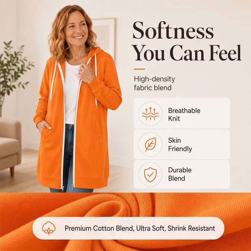 Women's Longline Zip-Up Hooded Jacket
