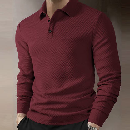 Men's Textured Long Sleeve Polo