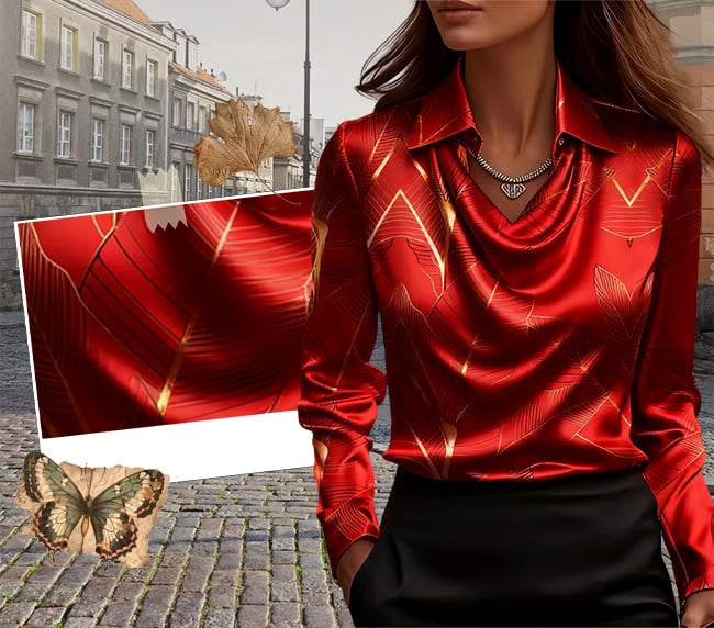 Women's Elegant Long Sleeve Satin Blouse