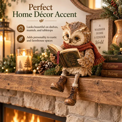 Reading Owl Shelf Figurine